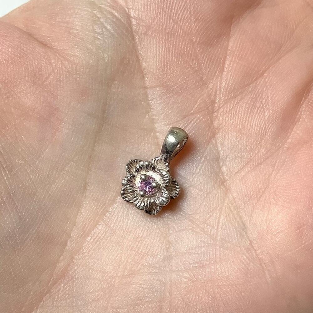 Sophia Fiori 925 Sterling Silver Pink Sapphire Flower Pendant Whimsical F15-44